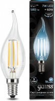 Светодиодная лампа Gauss LED Filament свеча на ветру 7Вт. Е14 (естественный белый свет)