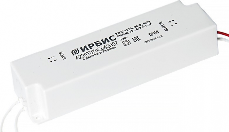 ИРБИС,  AC/DC LED, 25-42В,1.0А,42Вт,IP66 блок питания для светодиодного освещения