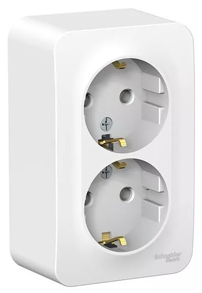 Розетка двойная Schneider Electric Blanca с заземлением без шторок с изолир. пластиной