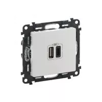 Зарядное устройство Legrand Valena Life с двумя USB-разьемами тип А тип С 240В/5В 3000мА