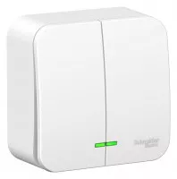Выключатель Schneider Electric Blanca двухклавишный с подсветкой с изолир. пластиной 10А