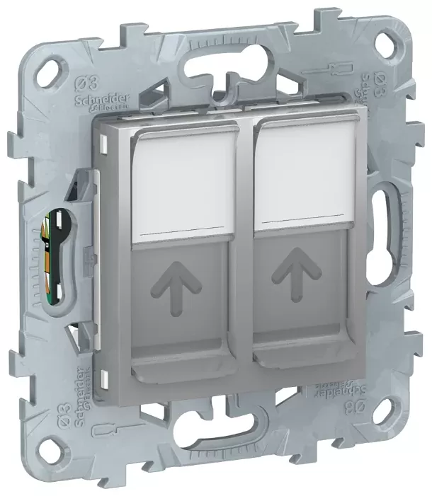 Розетка компьютерная RJ45 Unica New двойная кат. 5e (алюминий)