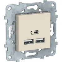 Розетка USB Unica New тип А/тип А (бежевый)