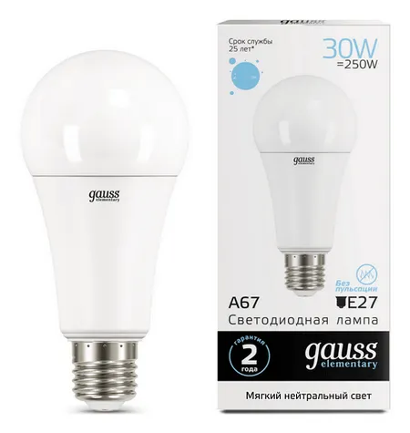  Gauss LED Elementary 30Вт. Е27 (естественный белый свет)