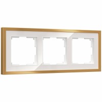 W0032853/ Рамка на 3 поста Baguette (белый/золотистая латунь) W0032853