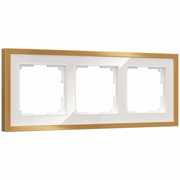 W0032853/ Рамка на 3 поста Baguette (белый/золотистая латунь) W0032853