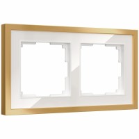 W0022853/ Рамка на 2 поста Baguette (белый/золотистая латунь) W0022853