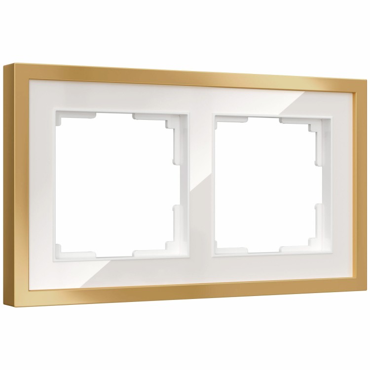 W0022853/ Рамка на 2 поста Baguette (белый/золотистая латунь) W0022853