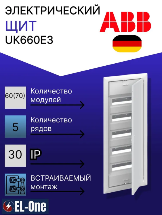 Шкаф в нишу ABB UK660E3 60(70) мод (с винтовыми клеммами N/PE) Шкаф в нишу ABB UK660E3 60(70) мод (с винтовыми клеммами N/PE)