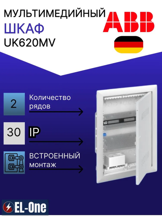 Шкаф ABB UK620MV мультимедийный с дверью с вентиляционными отверстиями (2 ряда)