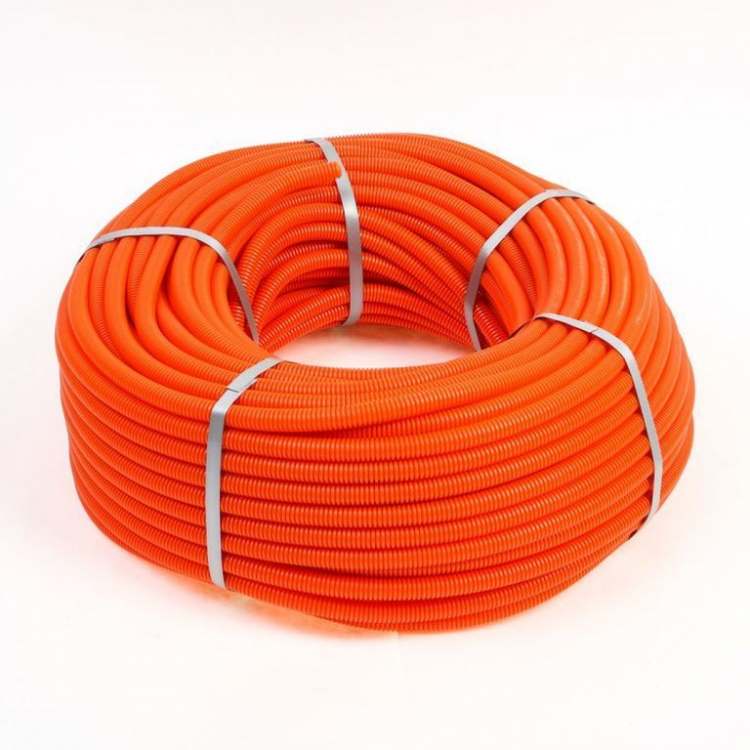 Труба ПНД гофрированная DKC д.20мм, лёгкая с протяжкой, цвет оранжевый (бухта 100м)