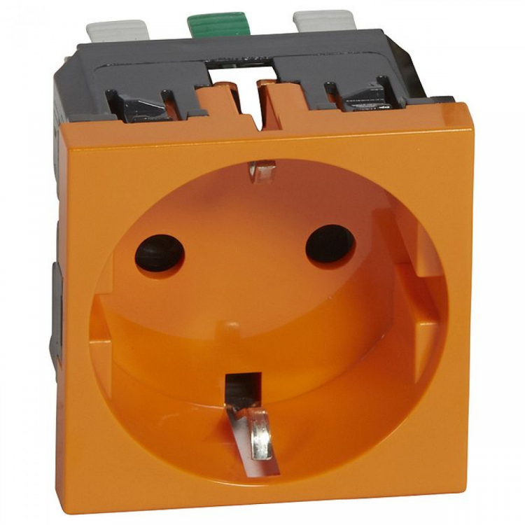 Механизм электрической розетки Legrand Mosaic c заземлением 2 модуля (оранжевый)