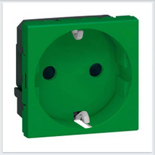 Механизм электрической розетки Legrand Mosaic c заземлением 2 модуля (зеленый)