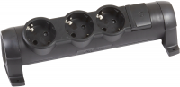 Колодка Legrand "Комфорт" черная 16А 3 розетки с выключателем (без кабеля)