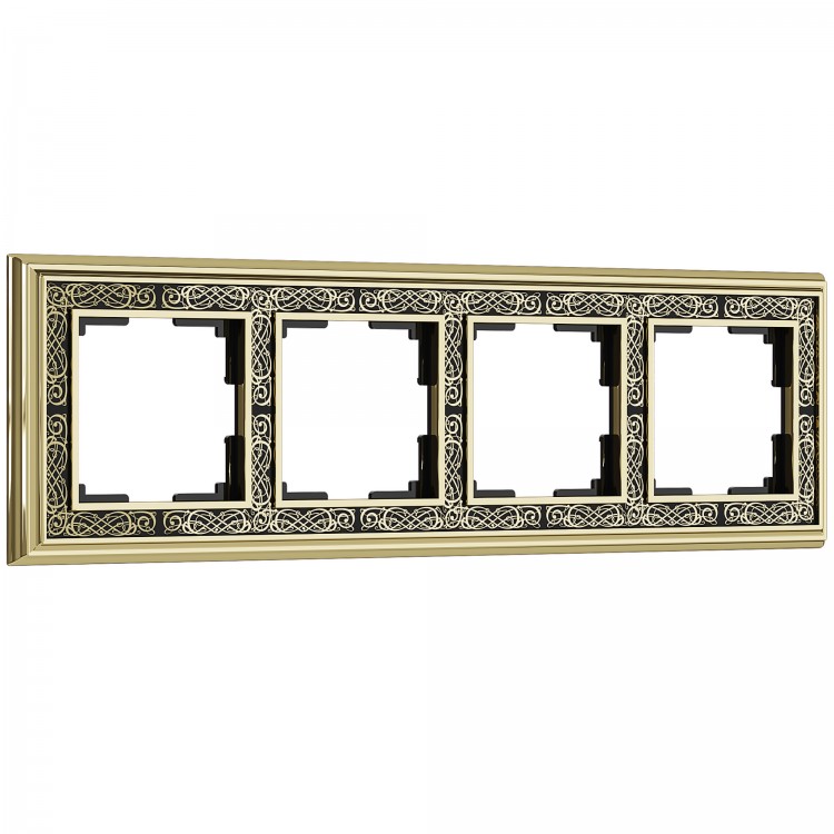 Рамка на 4 поста (золото/черный) WL77-Frame-04