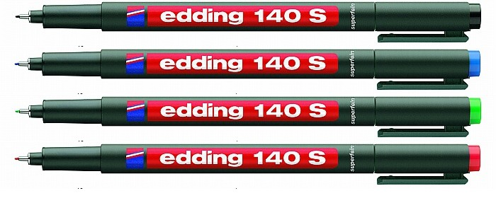 Набор маркеров перманентных Edding E-140 S круглый наконечник 0,3мм черный, красный, зеленый, синий