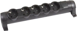 Колодка Legrand "Комфорт" черная 16А 5 розеток с выключателем (без кабеля)