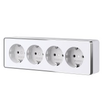 Розетка четверная с заземлением и шторками Gallant белая W5072210