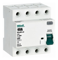 Выключатель дифференциального тока серии УЗО-03 4P 40А 30мА тип AC 6кА DEKraft