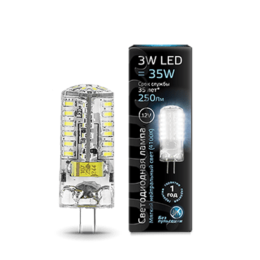Светодиодная лампа Gauss LED 3Вт. G4 12V (естественный белый свет)