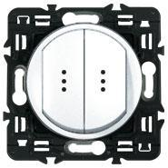 Переключатель двухклавишный кнопочный Celiane с подсветкой (белый) 