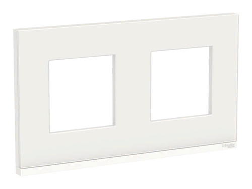 Рамка Unica Pure двухместная горизонтальная (белое стекло / белый)