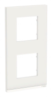 Рамка Unica Pure двухместная вертикальная (белое стекло / белый)