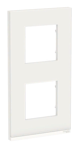 Рамка Unica Pure двухместная вертикальная (белое стекло / белый)