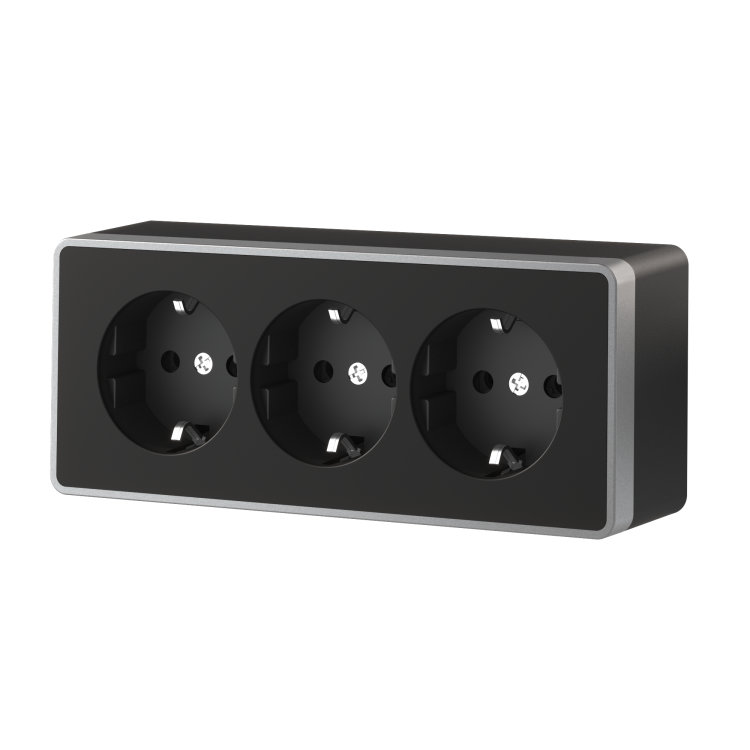 W5073134/ Розетка тройная с заземлением и шторками Gallant (черный с серебром) W5073134 W5073134/ Розетка тройная с заземлением и шторками Gallant (черный с серебром) W5073134