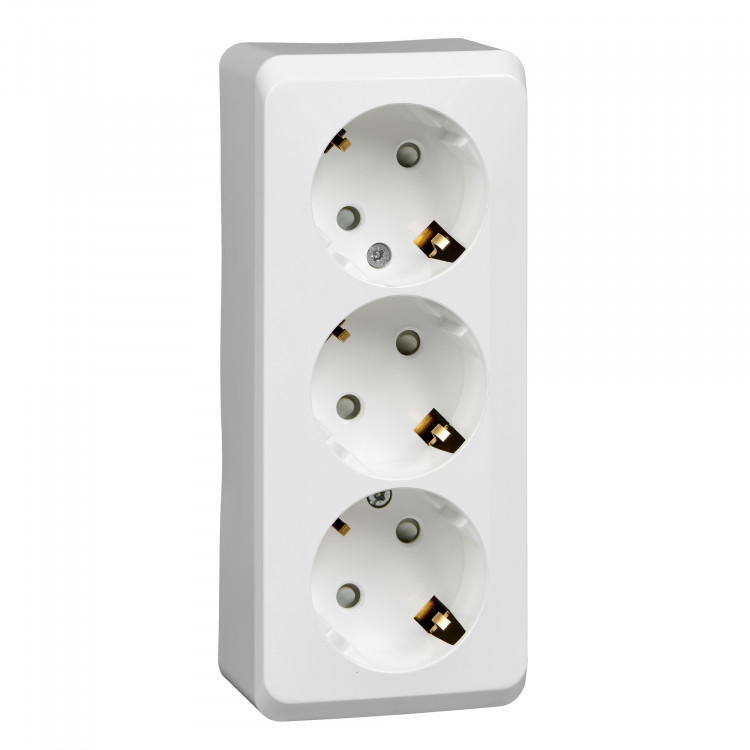 Розетка тройная Schneider Electric Etude с заземлением со шторками