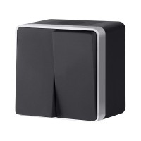 Выключатель двухклавишный влагозащищенный Gallant черный с серебром W5020234 W5020234 Выключатель двухклавишный влагозащищенный Gallant черный с серебром W5020234 W5020234