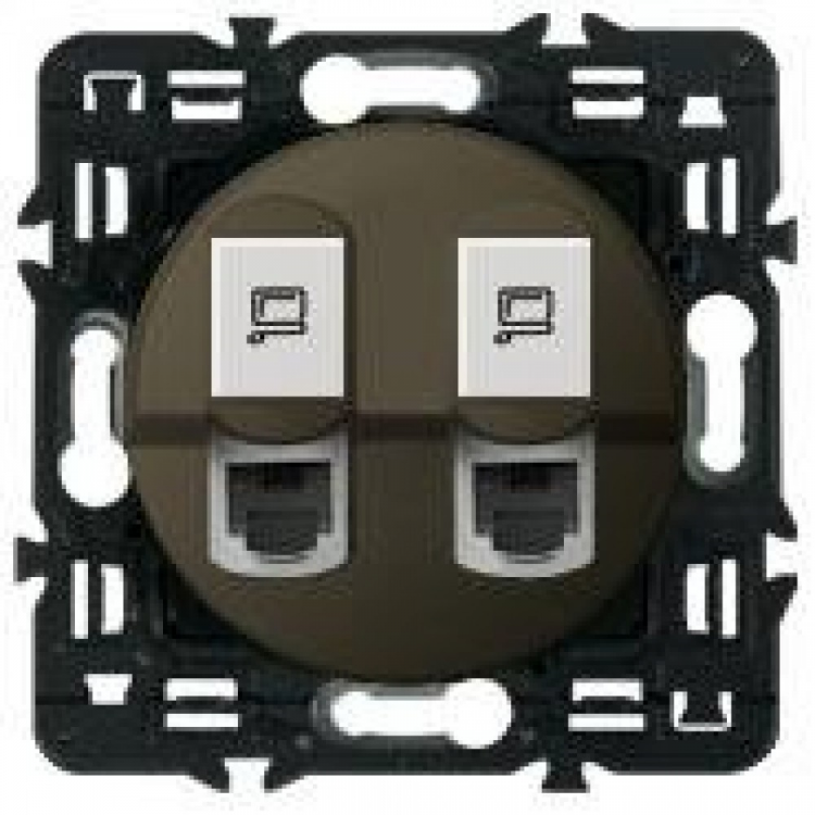 Розетка компьютерная двойная RJ45+RJ45 (графит)