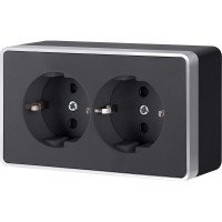 Розетка двойная с заземлением Gallant черный с серебром W5072134 W5072134 Розетка двойная с заземлением Gallant черный с серебром W5072134 W5072134
